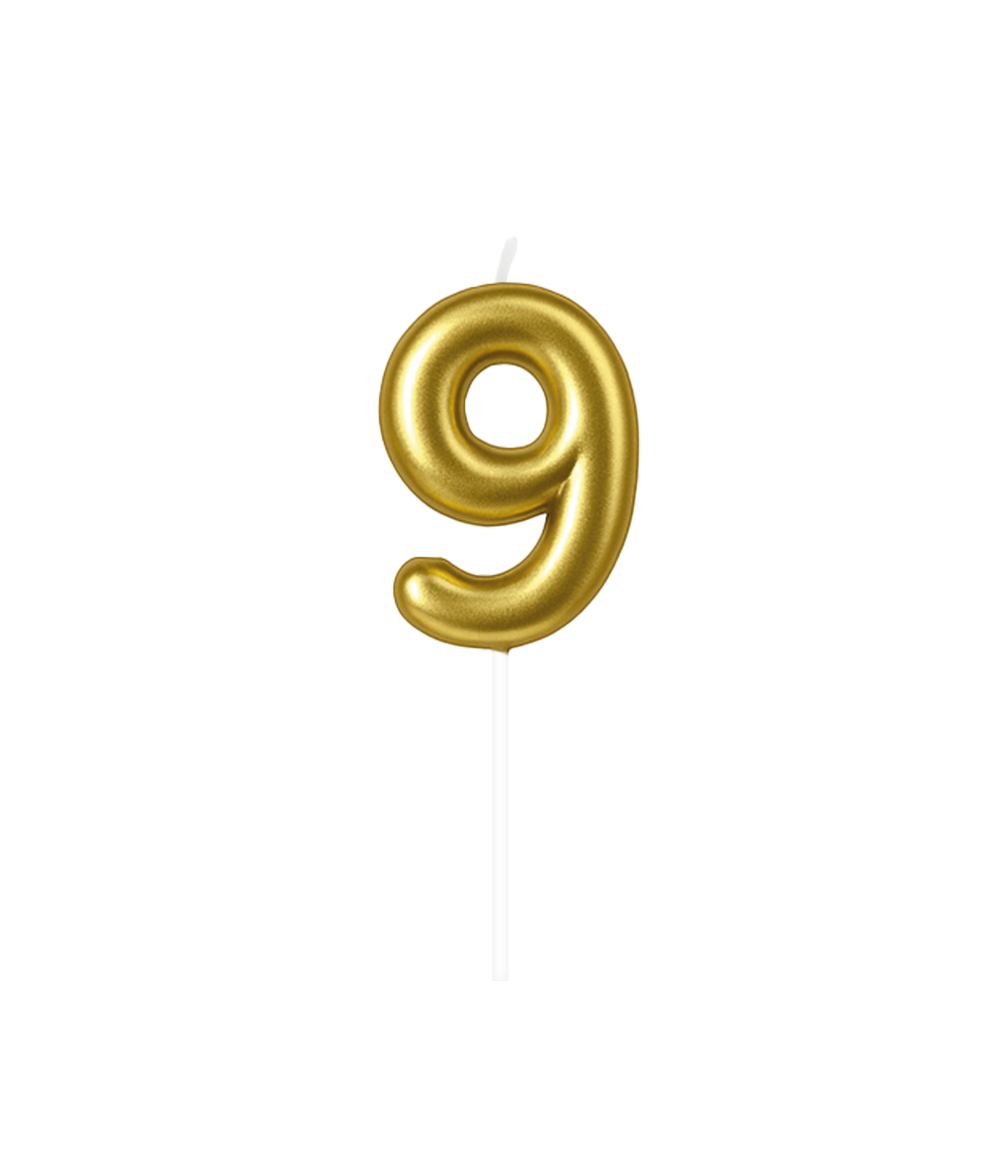 Zahlenkerze, 6 cm Gold · 9