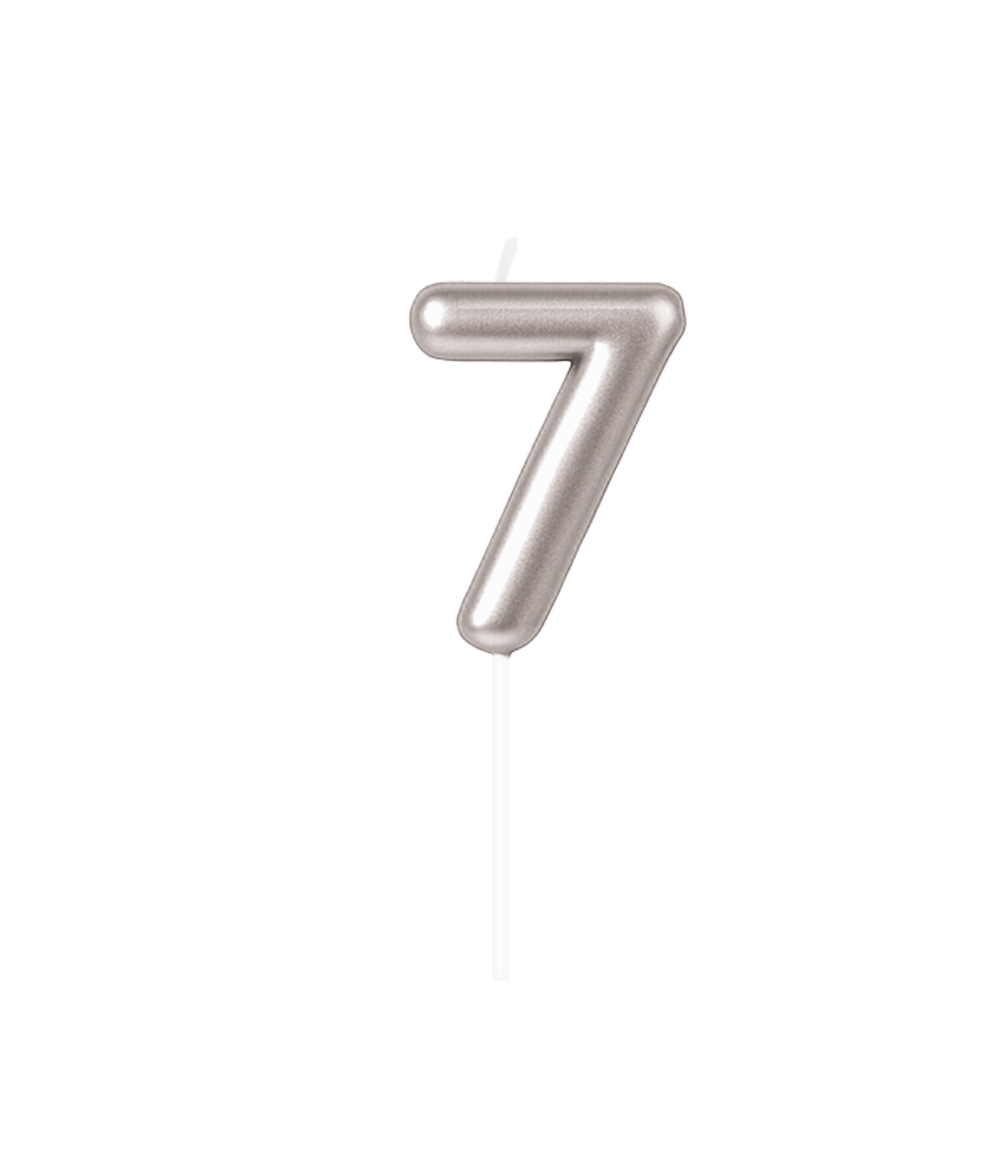 Zahlenkerze, 6 cm Silber · 7