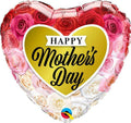Folyo balon - Anneler Günü - Happy Mother's Day - Güller - Kalp - 46cm