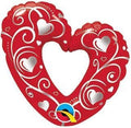 Folienballon - Hochzeit/Wedding - Herz mit Ornament - Rot - Mini - 35cm