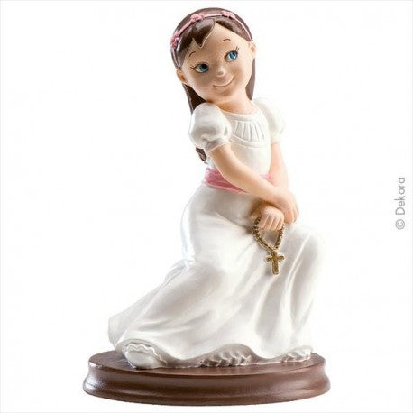 Tortenfigur Mädchen Kommunion mit Kette, 19 cm