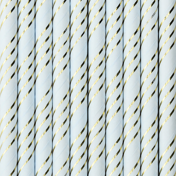 Papier-Strohhalme mit Goldstreifen, 10 Stück