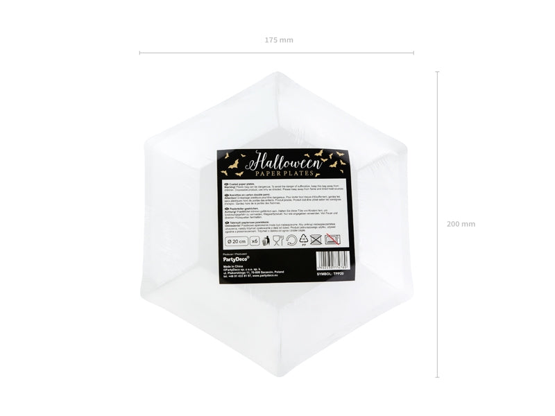 Teller - Papier - Halloween - Fledermäuse - Schwarz/Gold -20cm - 6 Stück