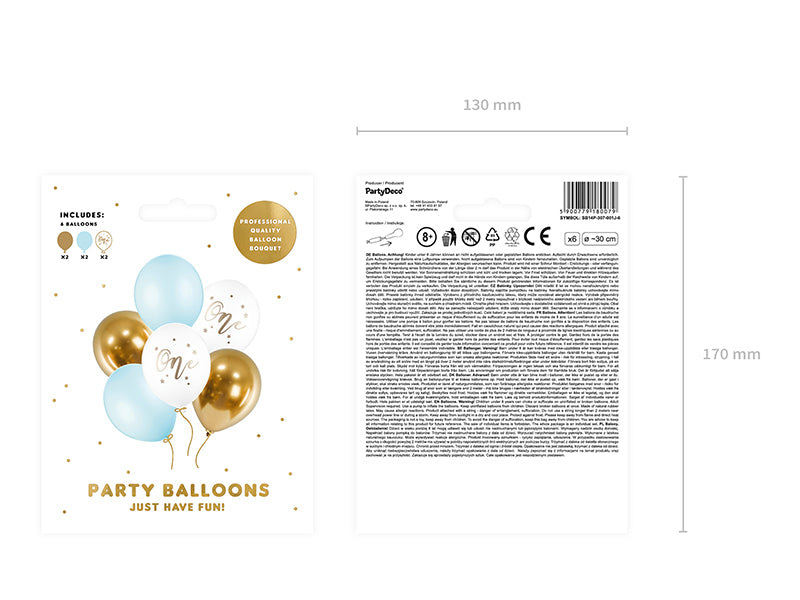 ONE Ballons Set - Pastel Light Blue - 30cm Latexballons - 6 Stück