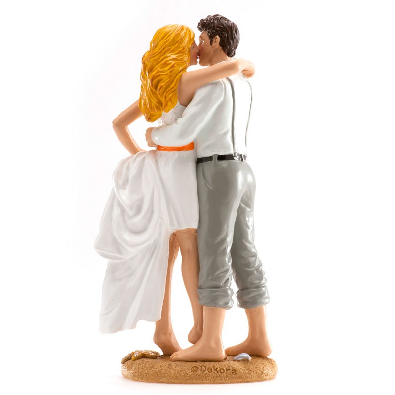 Beach Wedding Couple Cake Topper Figure Just Married, 16 cm