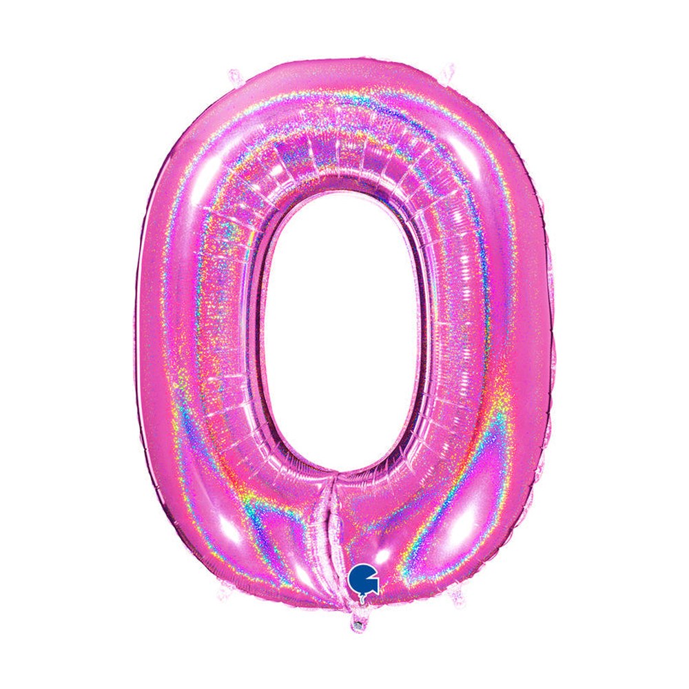 Folienballon Zahl 0 in Fuchsia Glitzer