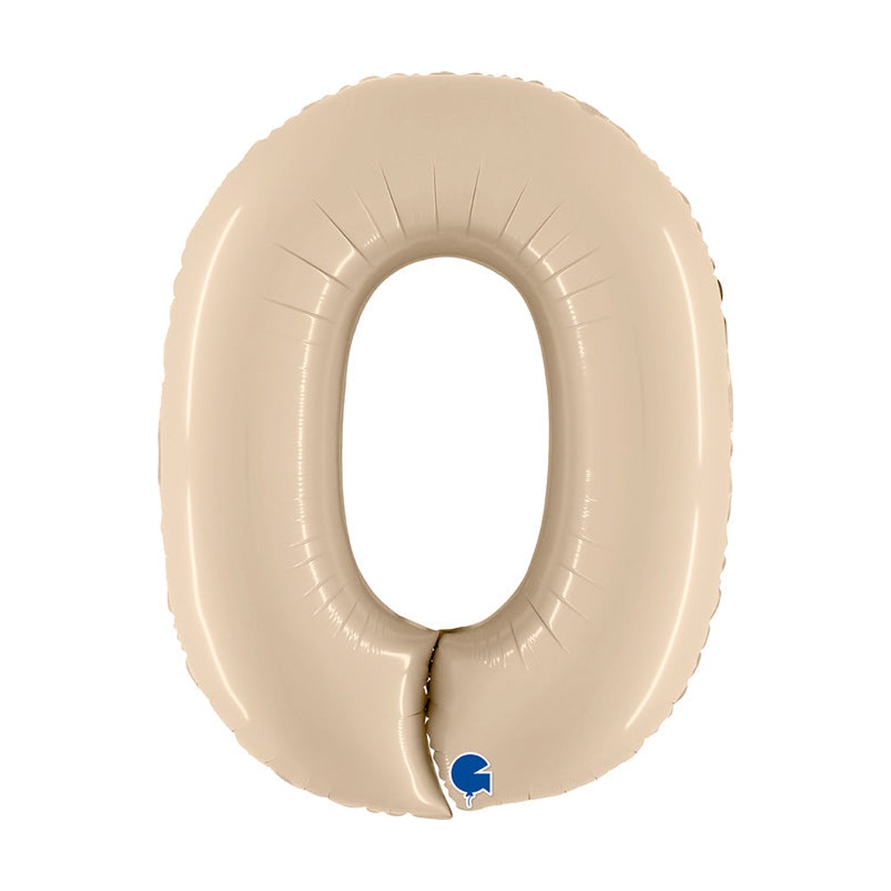Folienballon Zahl 0 in Satin Creme