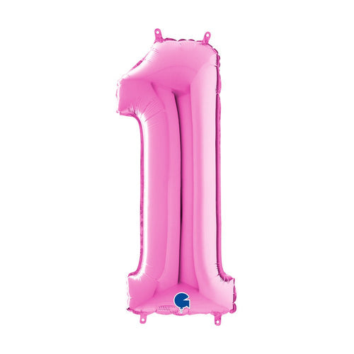 Folienballon Zahl 1 in Fuchsia