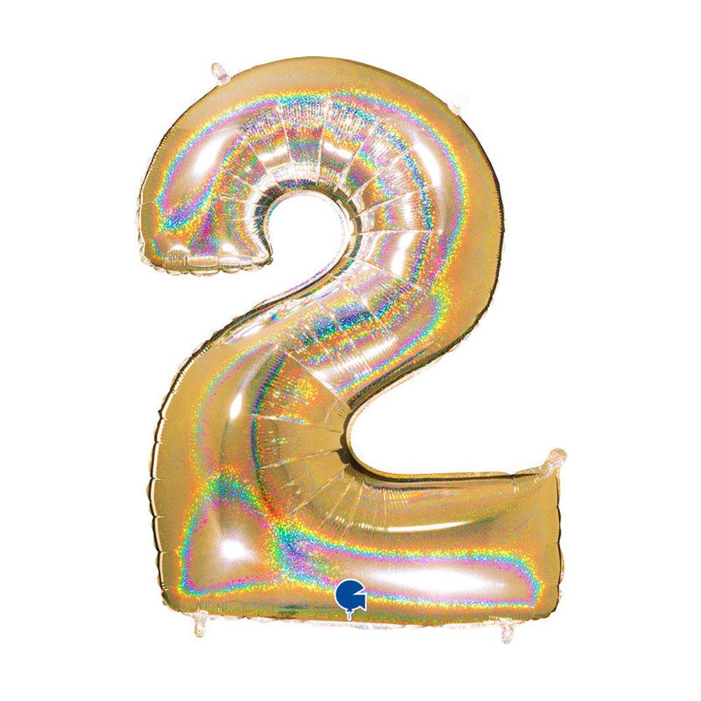 Folienballon Zahl 2 in Gold Glitzer
