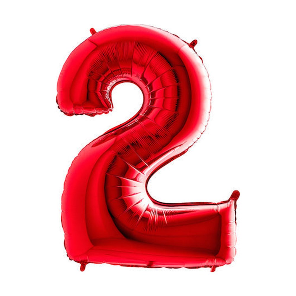 Folienballon Zahl 2 in Rot