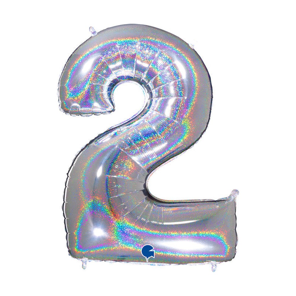 Folienballon Zahl 2 in Silber Glitzer