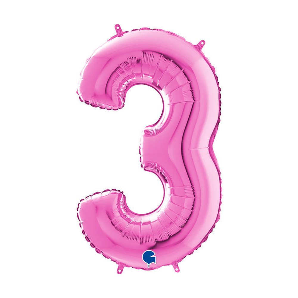 Folienballon Zahl 3 in Fuchsia