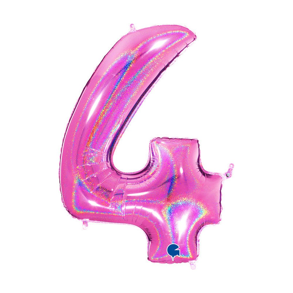 Folienballon Zahl 4 in Fuchsia Glitzer