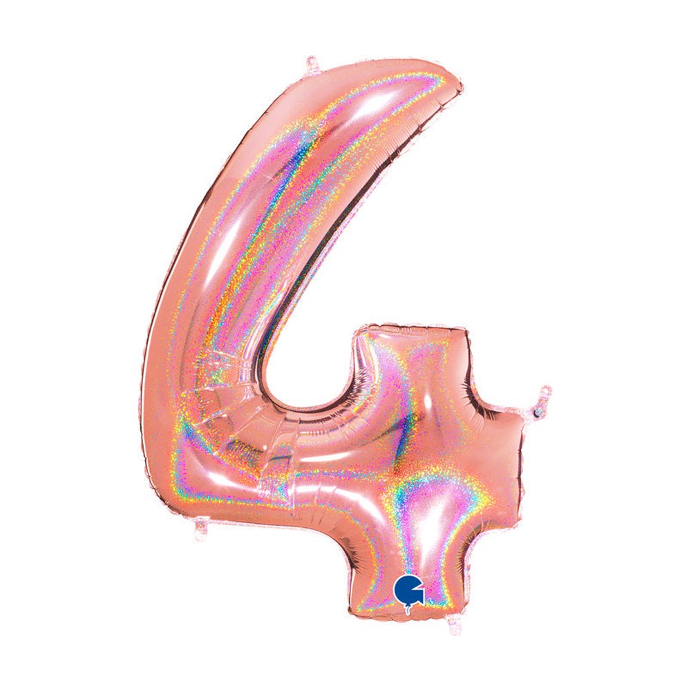 Folienballon Zahl 4 in Roségold Glitzer