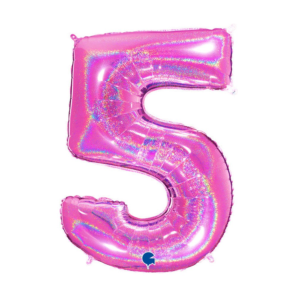 Folienballon Zahl 5 in Fuchsia Glitzer