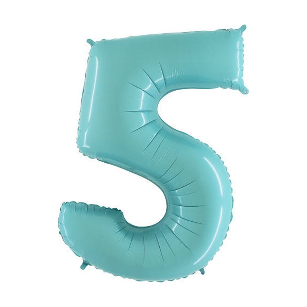Folienballon Zahl 5 in Pastellblau
