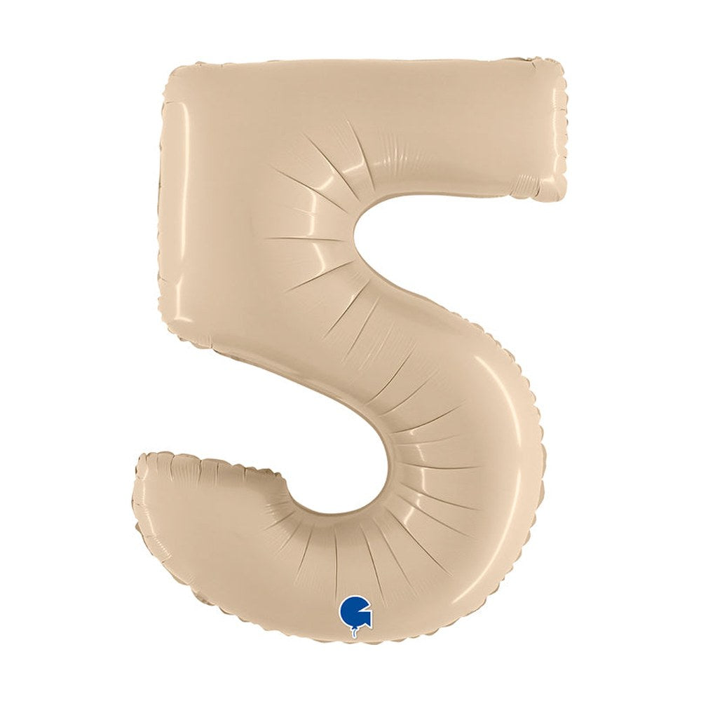 Folienballon Zahl 5 in Satin Creme