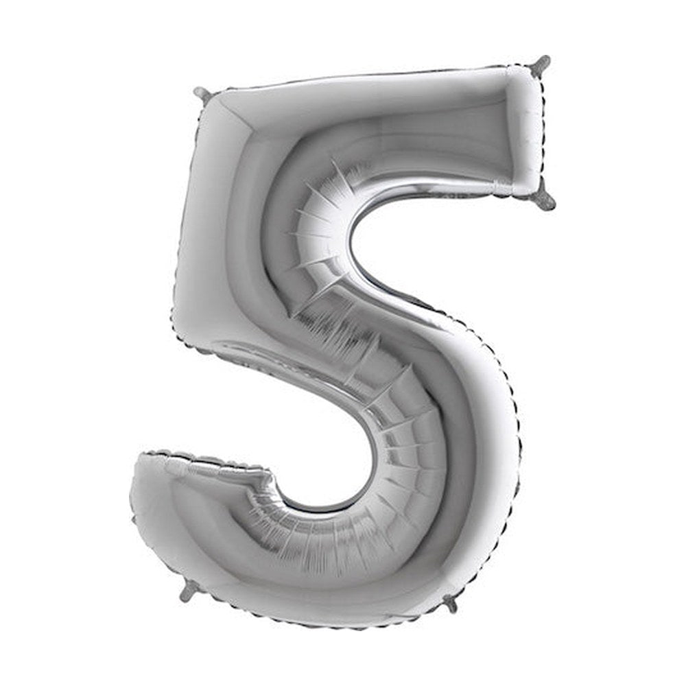 Folienballon Zahl 5 in Silber