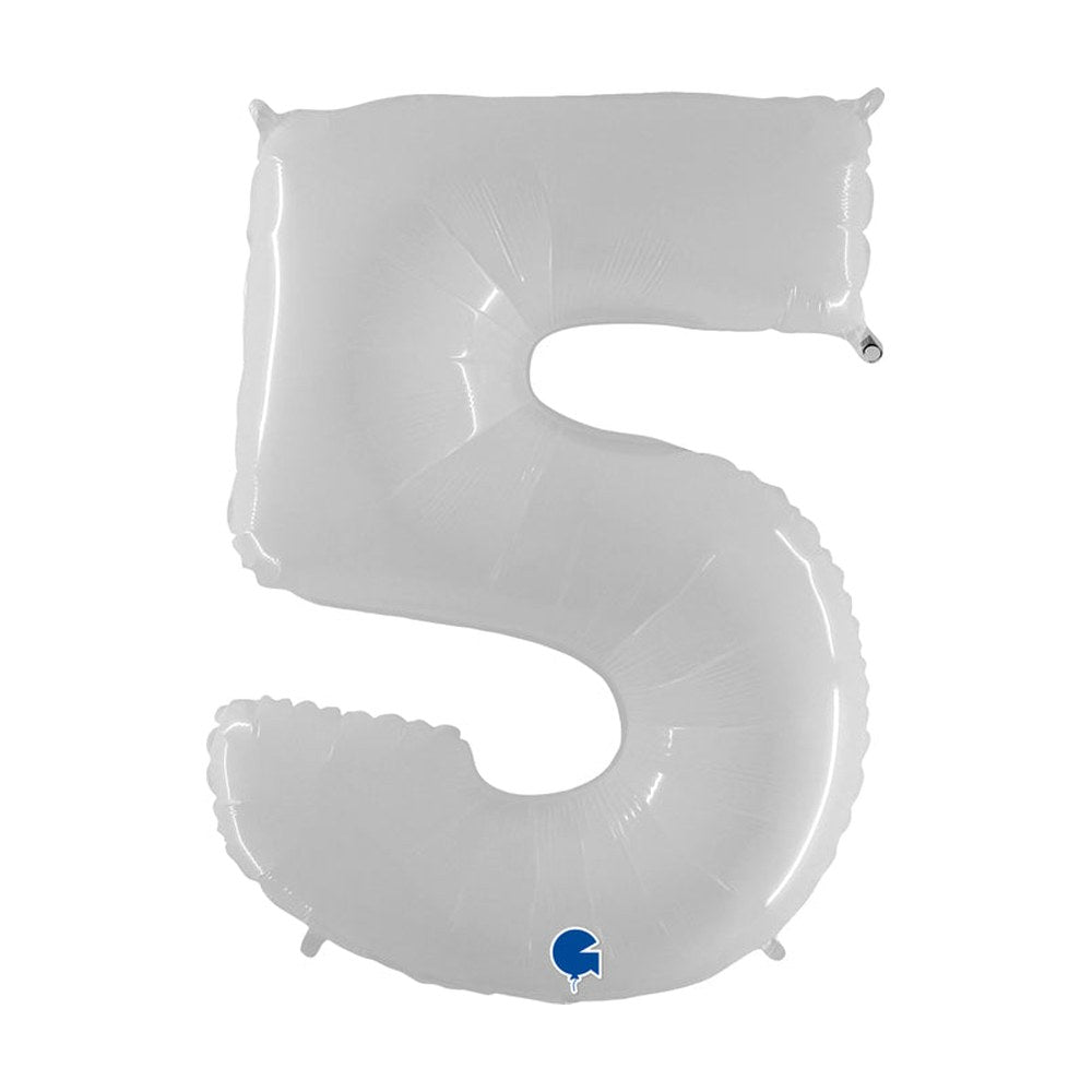 Folienballon Zahl 5 in Weiß