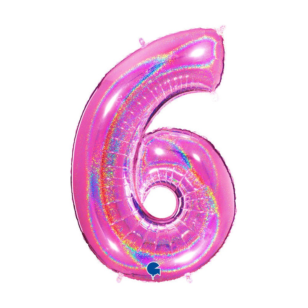 Folienballon Zahl 6 in Fuchsia Glitzer