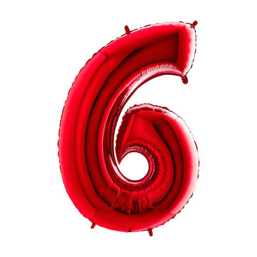 Folienballon Zahl 6 in Rot