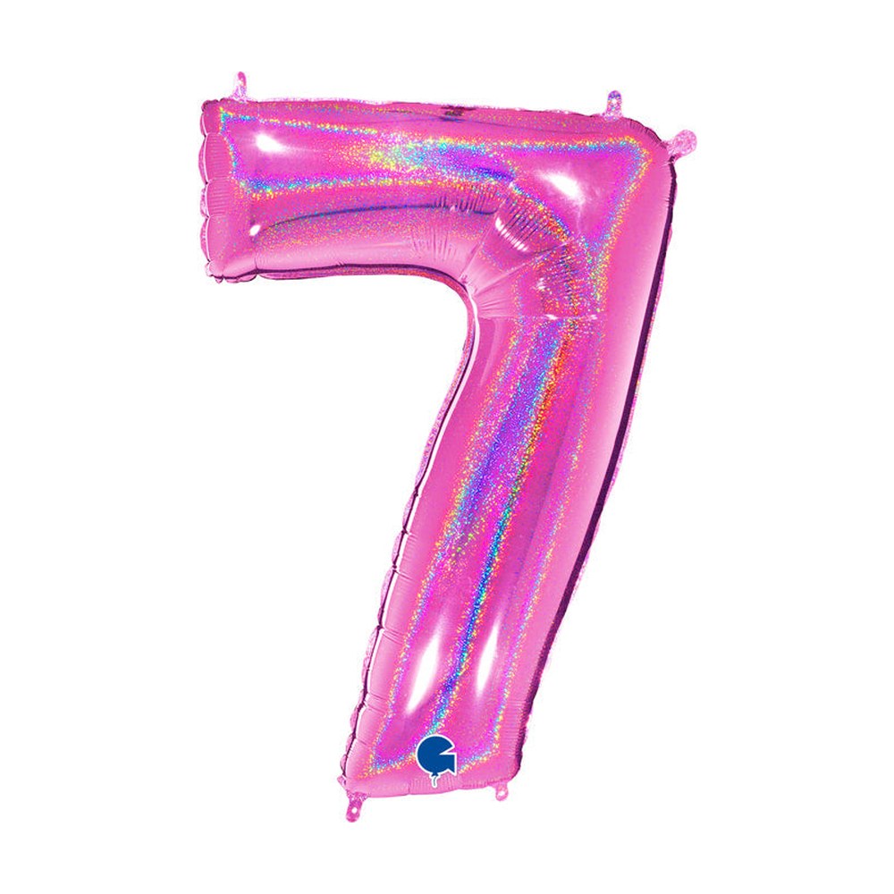 Folienballon Zahl 7 in Fuchsia Glitzer