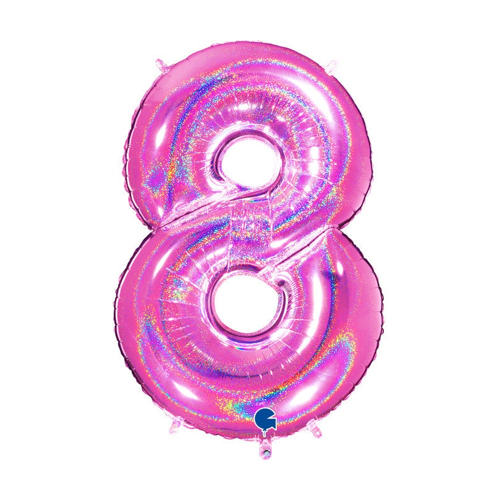 Folienballon Zahl 8 in Fuchsia Glitzer
