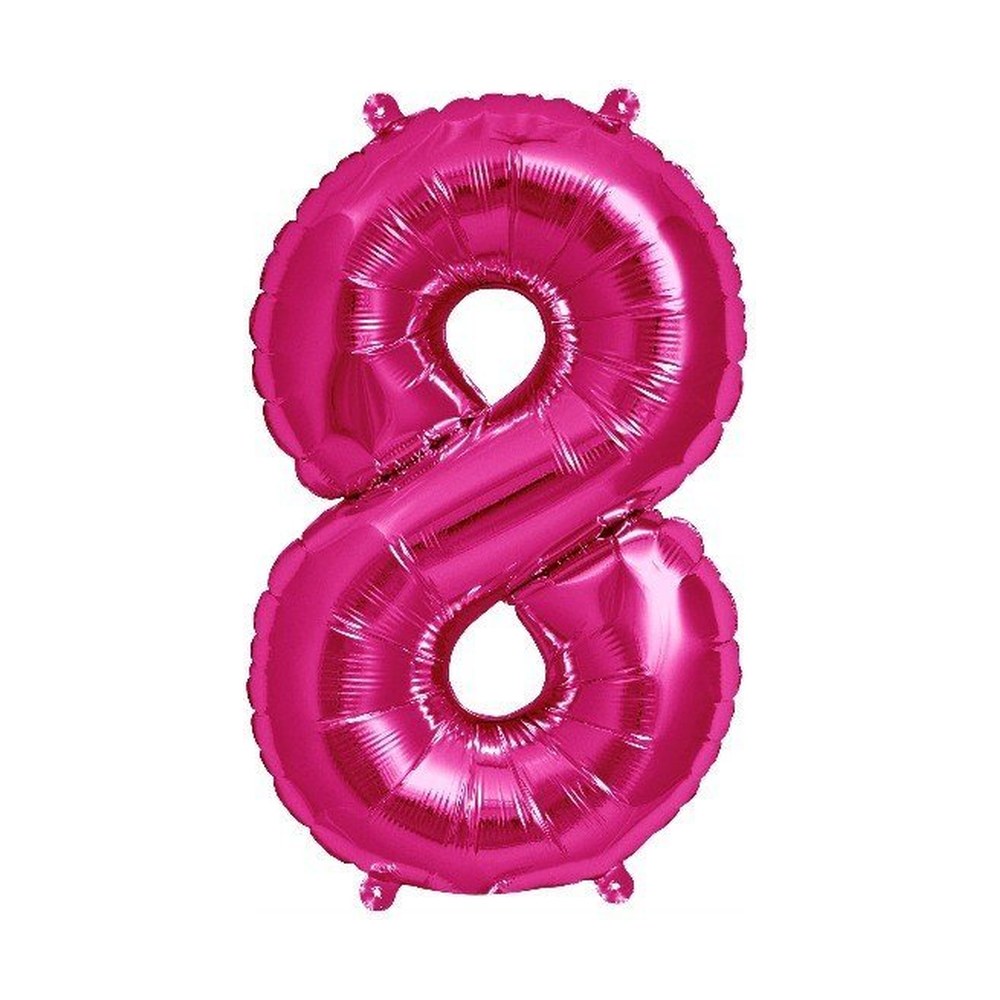Folienballon Zahl 8 in Magenta