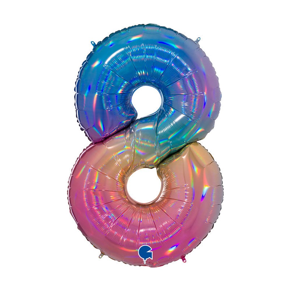 Folienballon Zahl 8 in Regenbogen