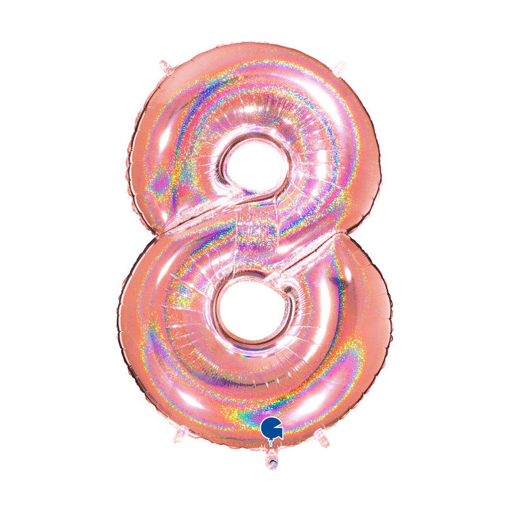 Folienballon Zahl 8 in Roségold Glitzer