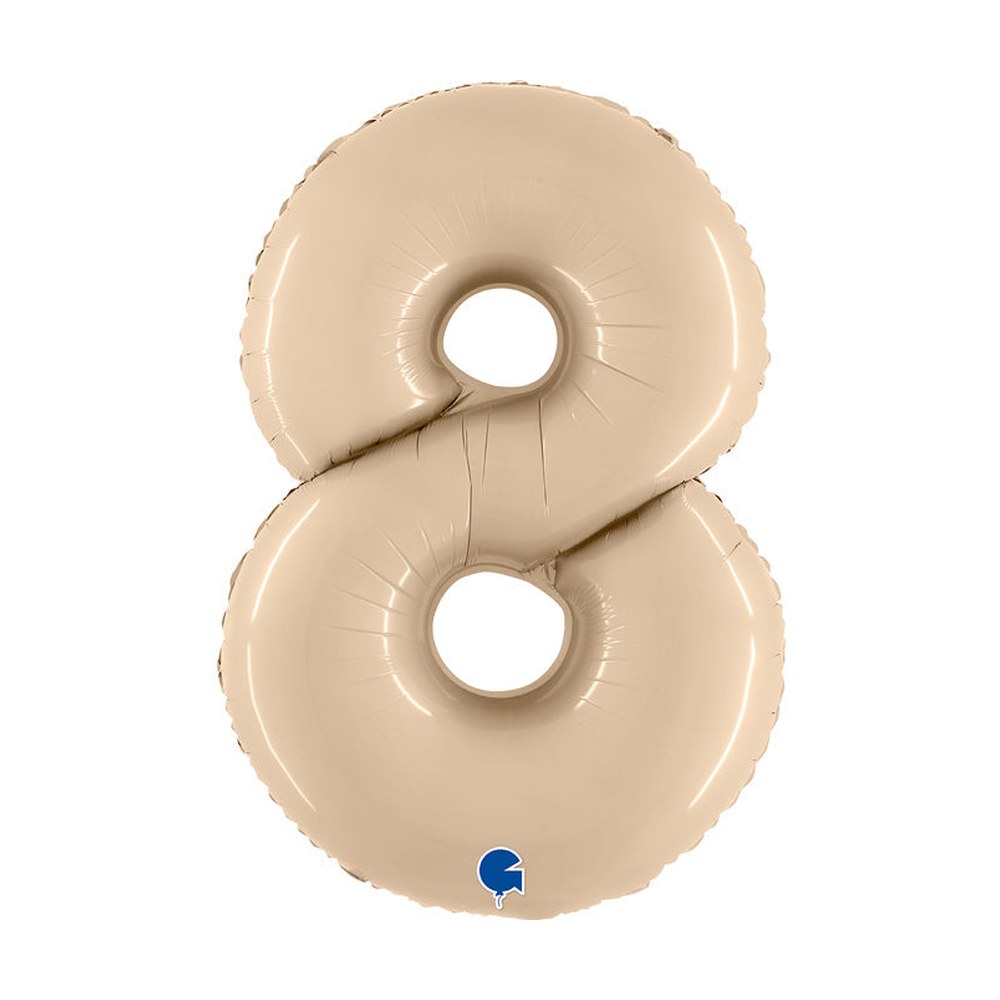 Folienballon Zahl 8 in Satin Creme