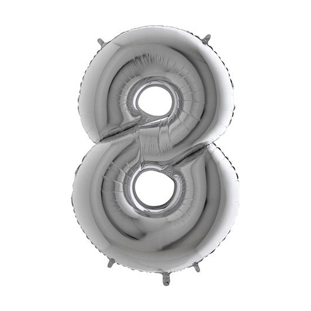 Folienballon Zahl 8 in Silber
