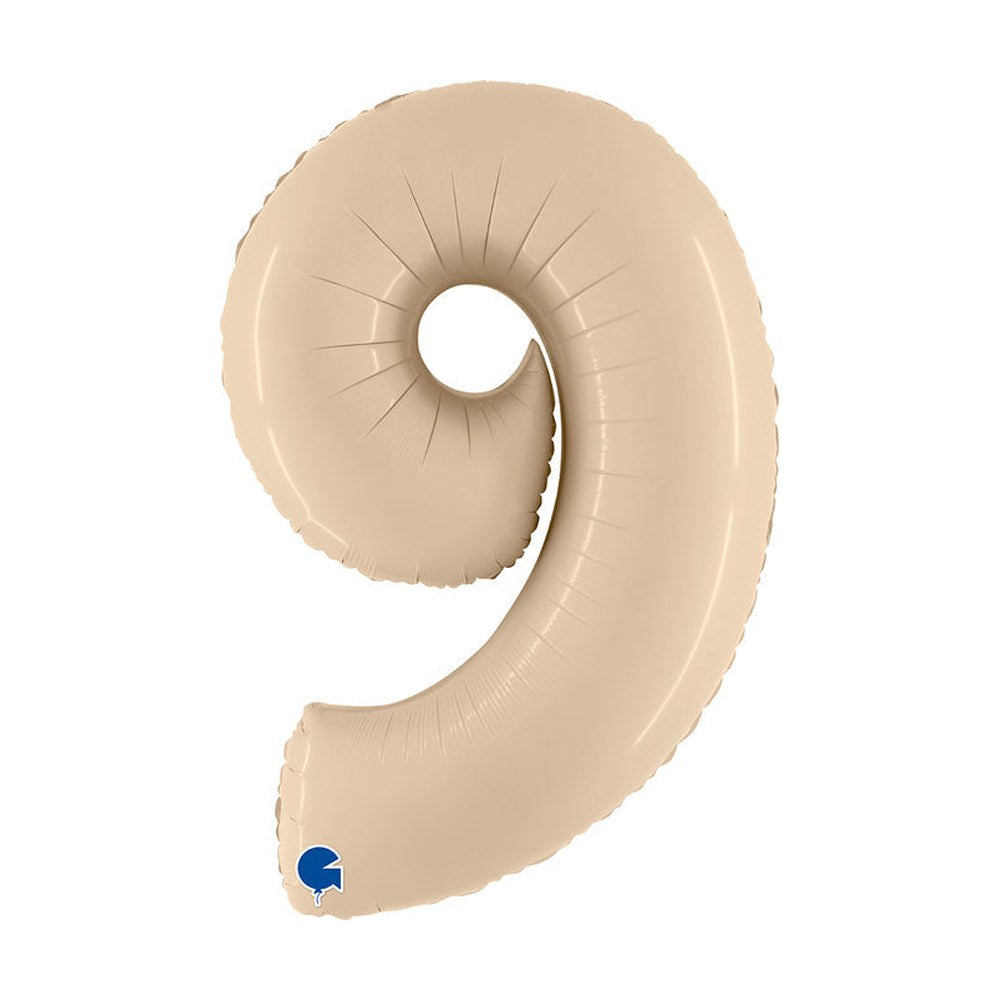 Folienballon Zahl 9 in Satin Creme
