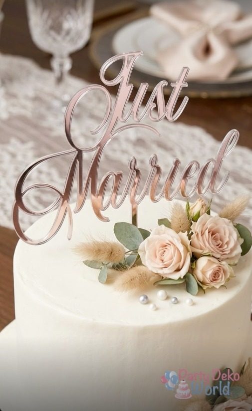 Pasta süsü Just Married, rose gold ayna