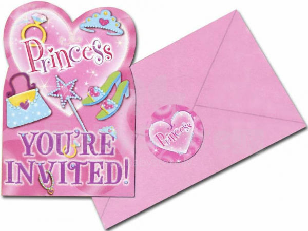 Einladungskarten - Princess - 8 Stück