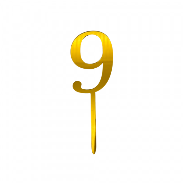 Cake Topper - Zahl 9 - Acryl - Gold - 11cm