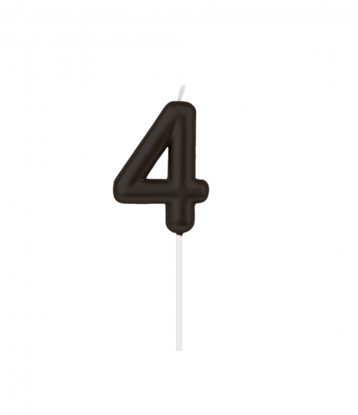 Kerze - Zahl - 4 - Schwarz - 6cm