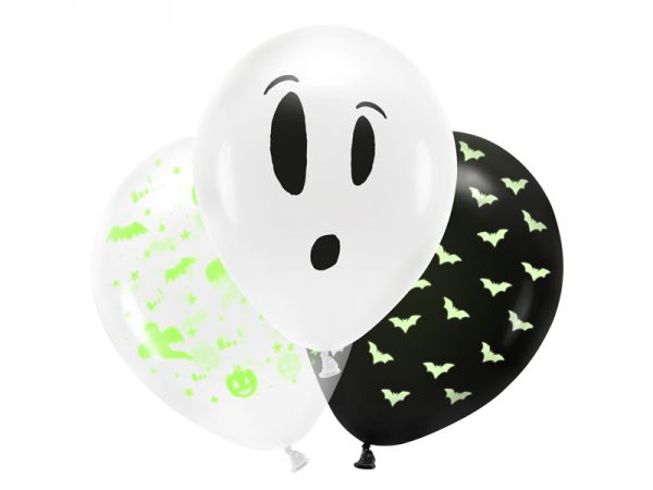 Blacklight Balloons - glowing in UV light - Halloween - 3 Stück - 27cm