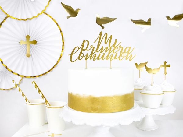 Caketopper - " Mi Primera Comunion " - gold - 23.7cm