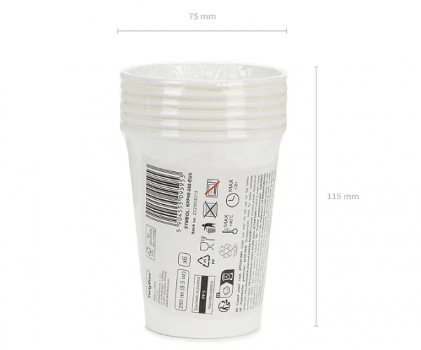 Becher - Papier - Weiß - 250ml - 6 Stück