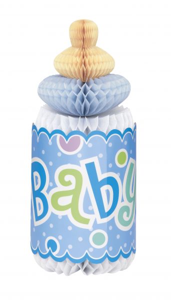 Tischdeko - Baby Shower - Babyflasche - Blau - 30cm
