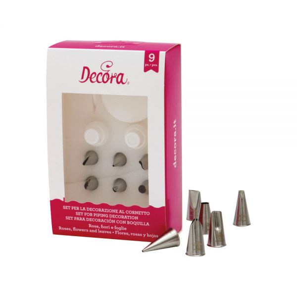 Rosen. Blumen und Blätter Tüllen-Dekorations Set 9tlg