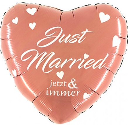 Folienballon Hochzeitsherz rosegold -jetzt & immer- 60cm