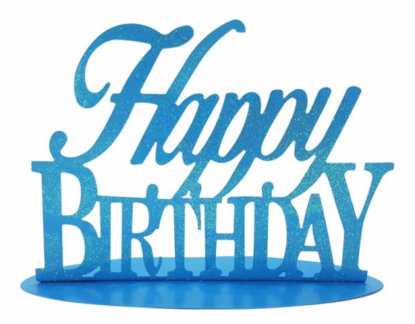 Metallständer - Happy Birthday - Geburtstag - Blau Glitzer