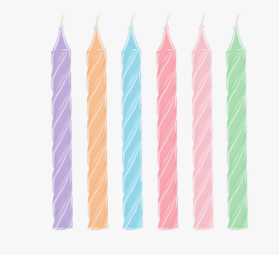 Kerzen - Mix - Pastel - 24 Stück - 9cm