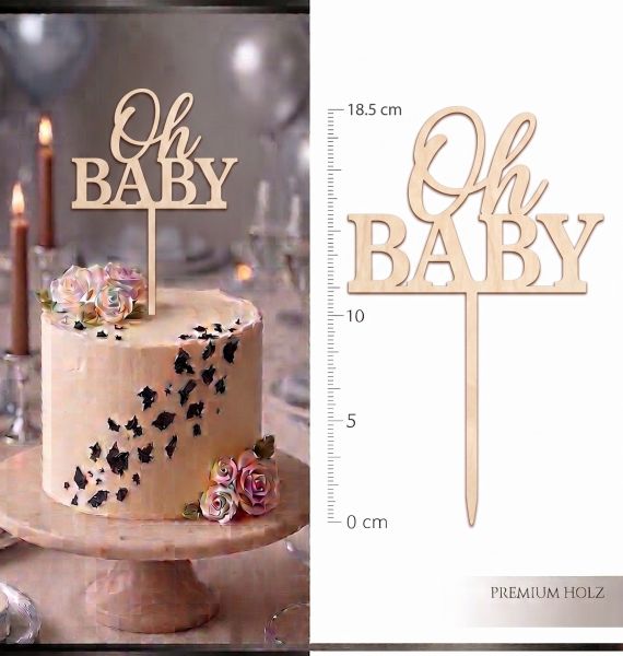 Topper - Oh Baby - Holz - 1,5 x 11cm