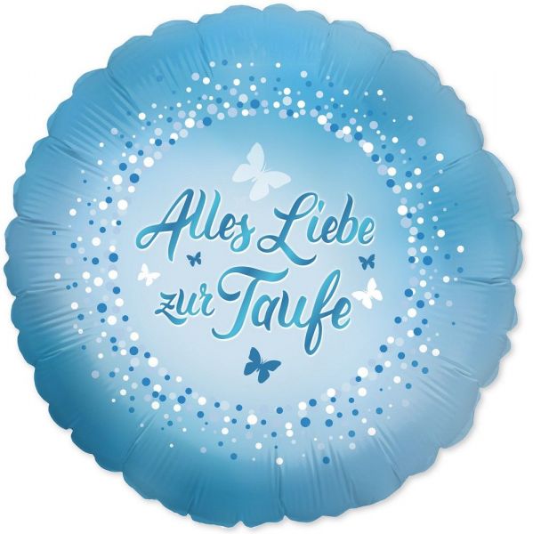 Folienballon - Alles Liebe zur Taufe - blau - rund - 46cm