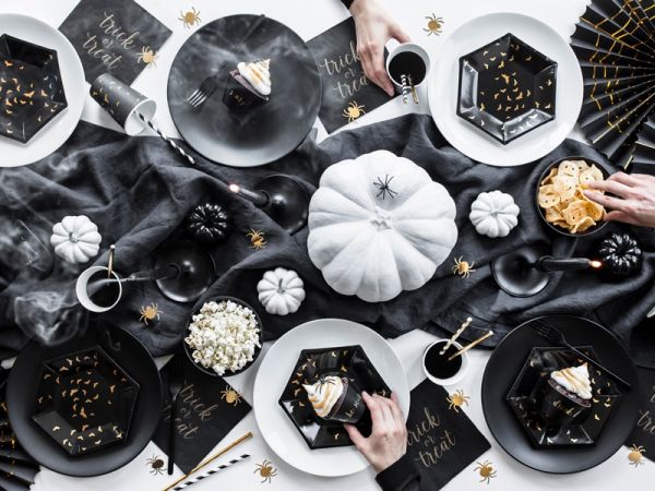 Teller - Papier - Halloween - Fledermäuse - Schwarz/Gold -20cm - 6 Stück