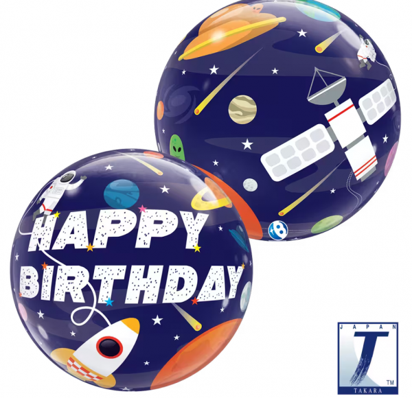 Bubble Ballon - Happy Birthday - Weltall - 56cm