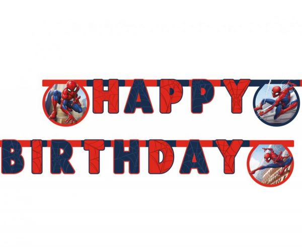 Banner/Girlande - Spiderman - Crime Fighter - Happy Birthday - 2m